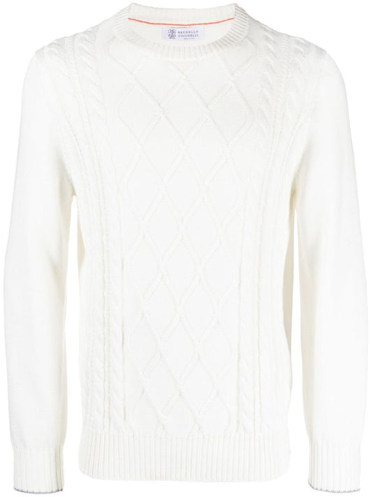 White Cable-knit Sweater