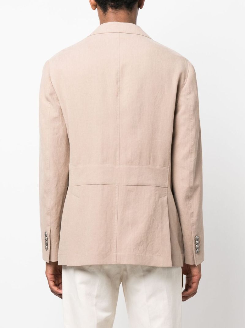 Neutral Single-breasted Linen Blazer