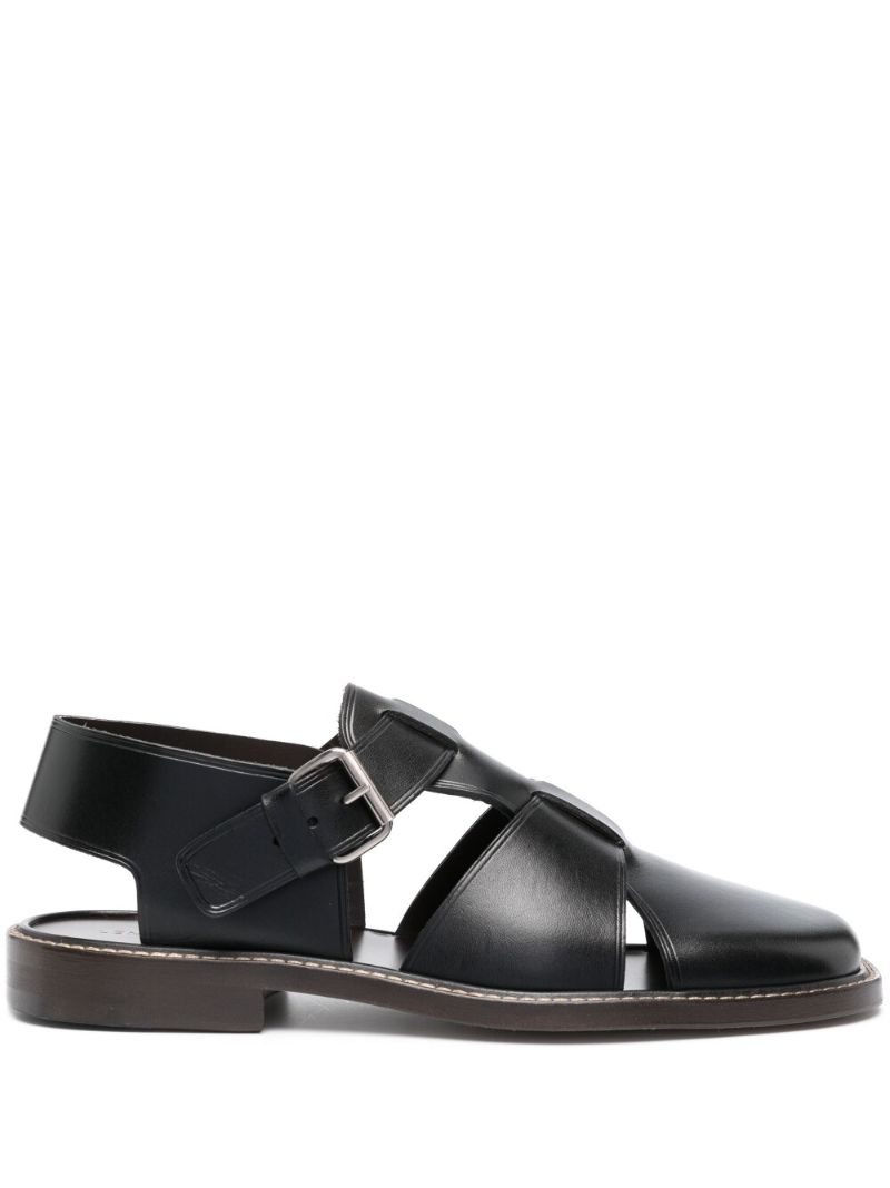 Black Fisherman Leather Sandals