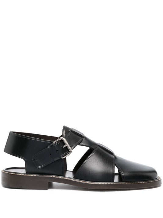 Black Fisherman Leather Sandals