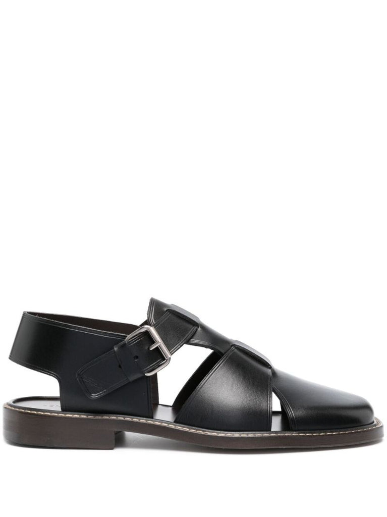 Black Fisherman Leather Sandals