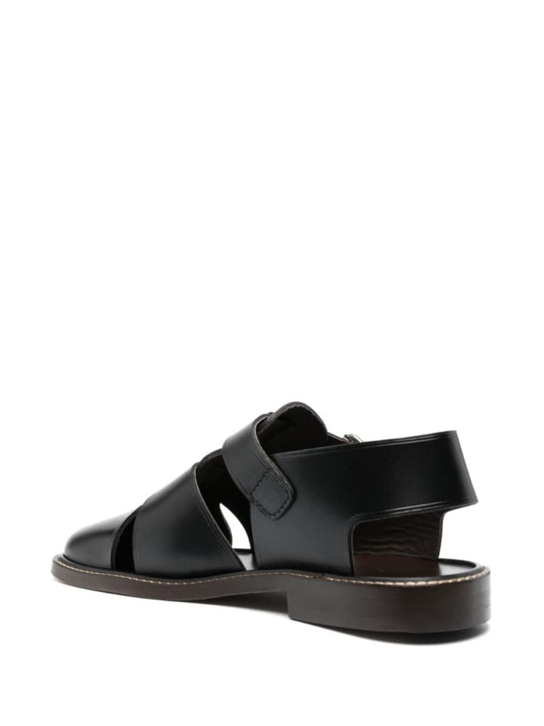 Black Fisherman Leather Sandals