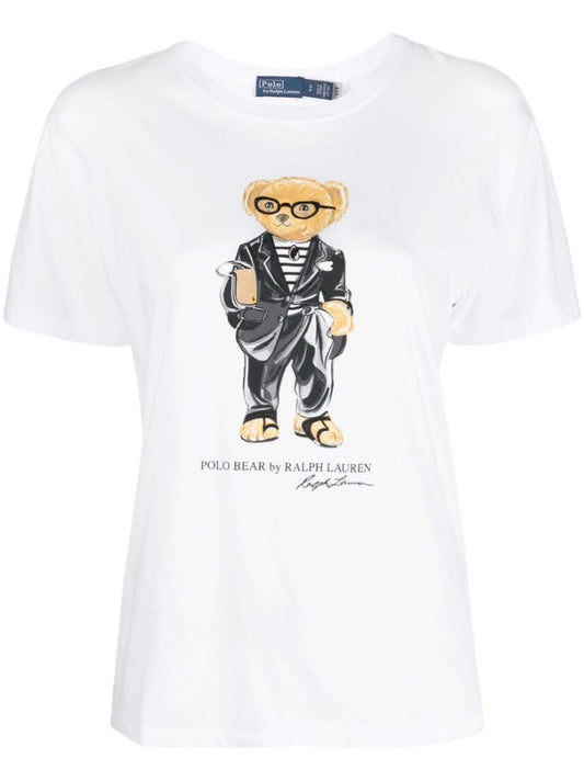 White Polo Bear Printt-shirt
