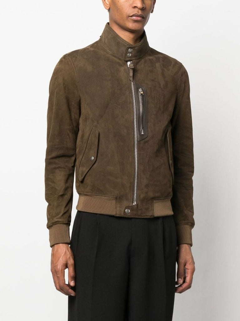 Brown Harrington Suede Biker Jacket