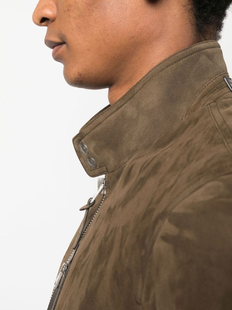Brown Harrington Suede Biker Jacket