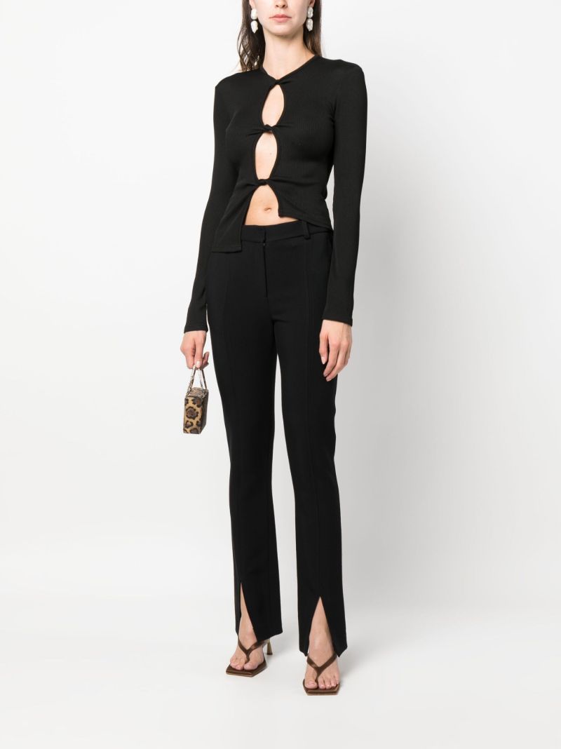 Black Long-sleeve Cut-out Top