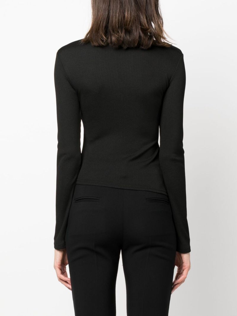 Black Long-sleeve Cut-out Top