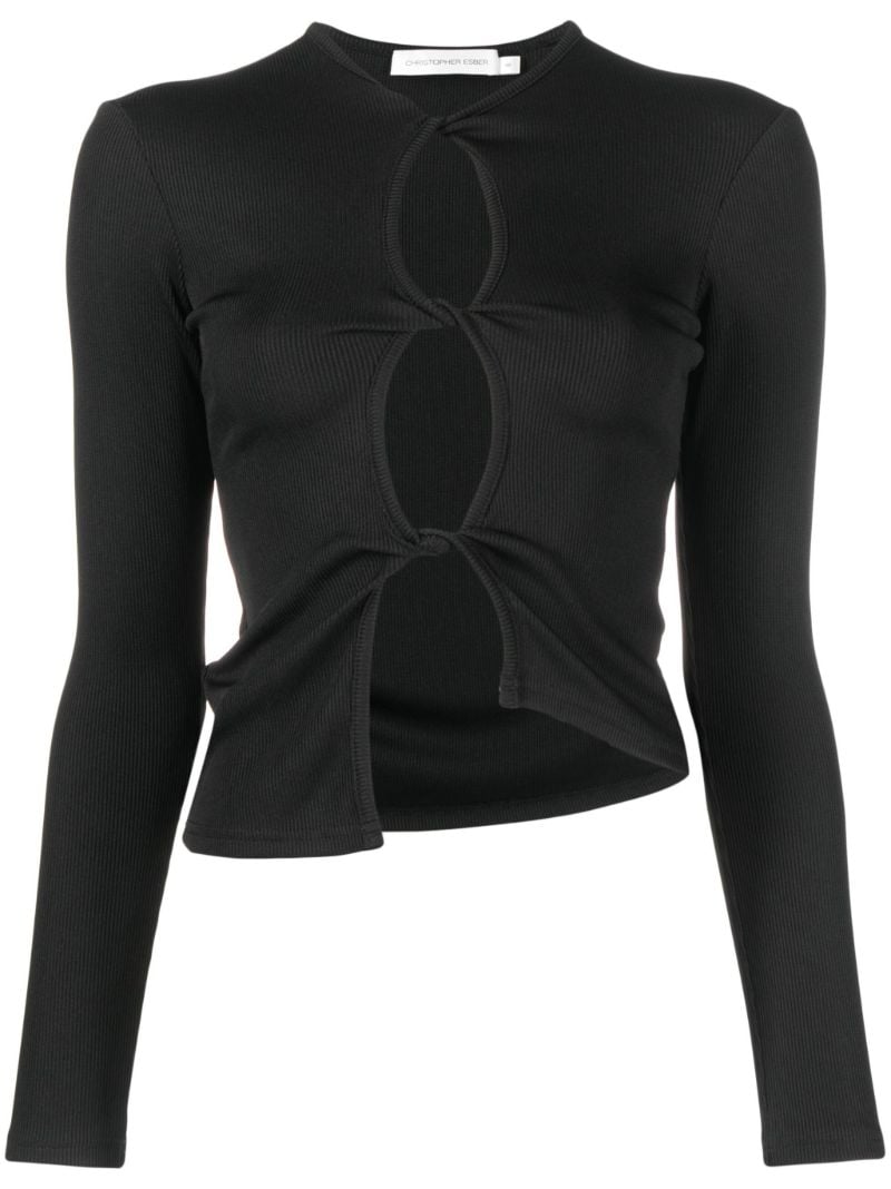 Black Long-sleeve Cut-out Top