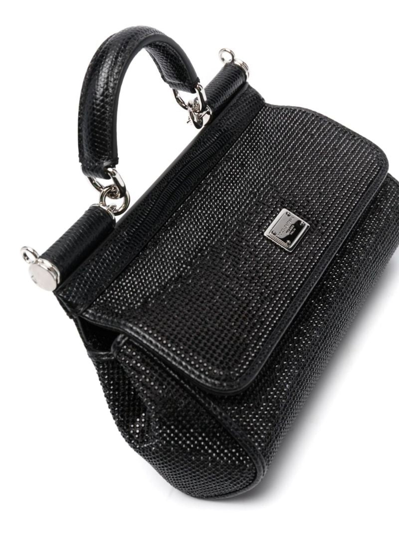 Black Logo Plaque Top Handle Mini Bag