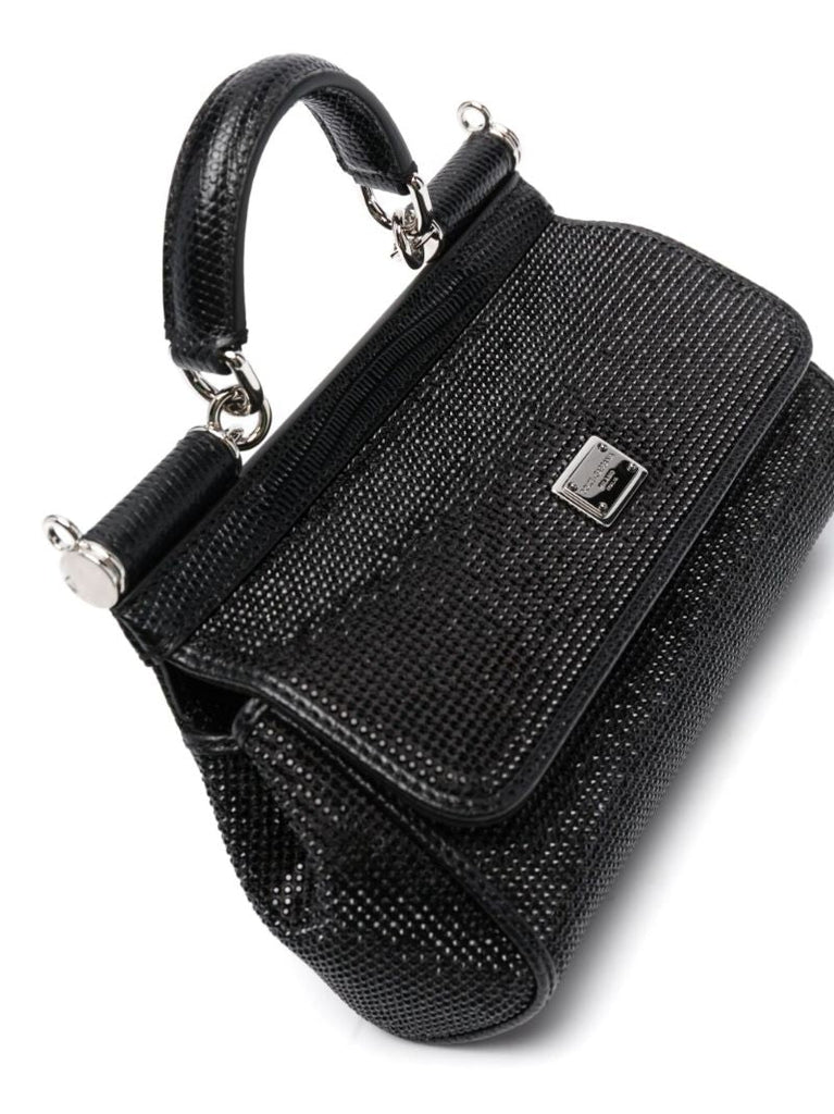 Black Logo Plaque Top Handle Mini Bag