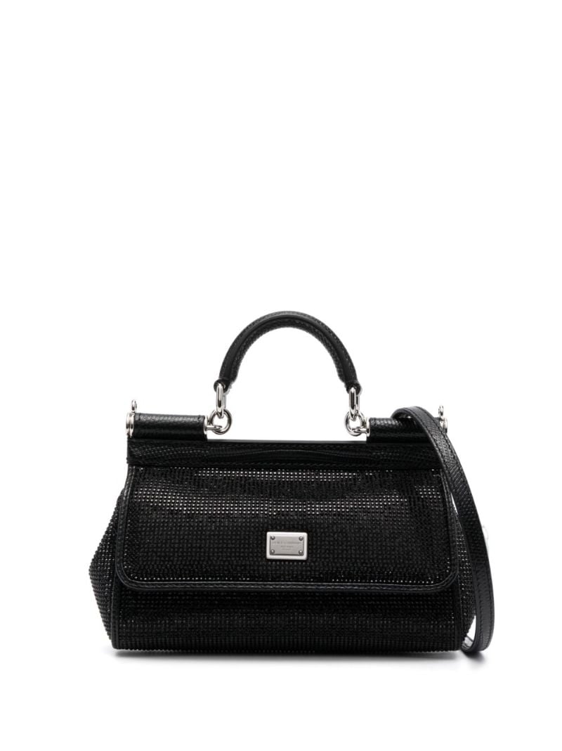 Black Logo Plaque Top Handle Mini Bag