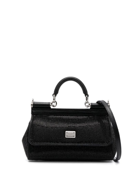 Black Logo Plaque Top Handle Mini Bag