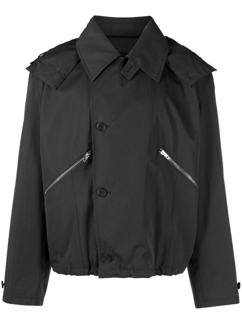 Grey Cotton Hooded Blouson Jacket