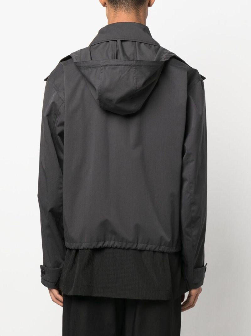 Grey Cotton Hooded Blouson Jacket