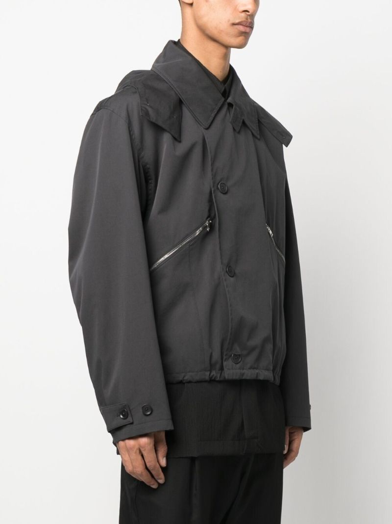 Grey Cotton Hooded Blouson Jacket