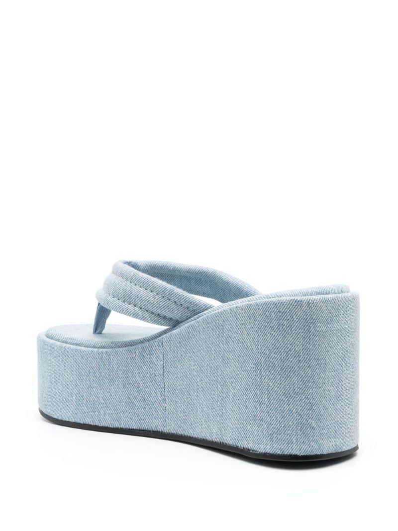 Blue Logo-patch 100 Denim Wedge Sandals
