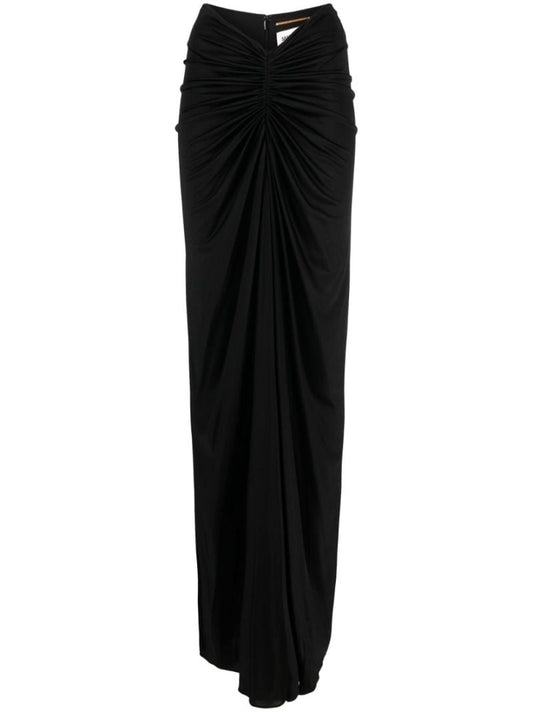 Black Gathered Strapless Maxi Dress
