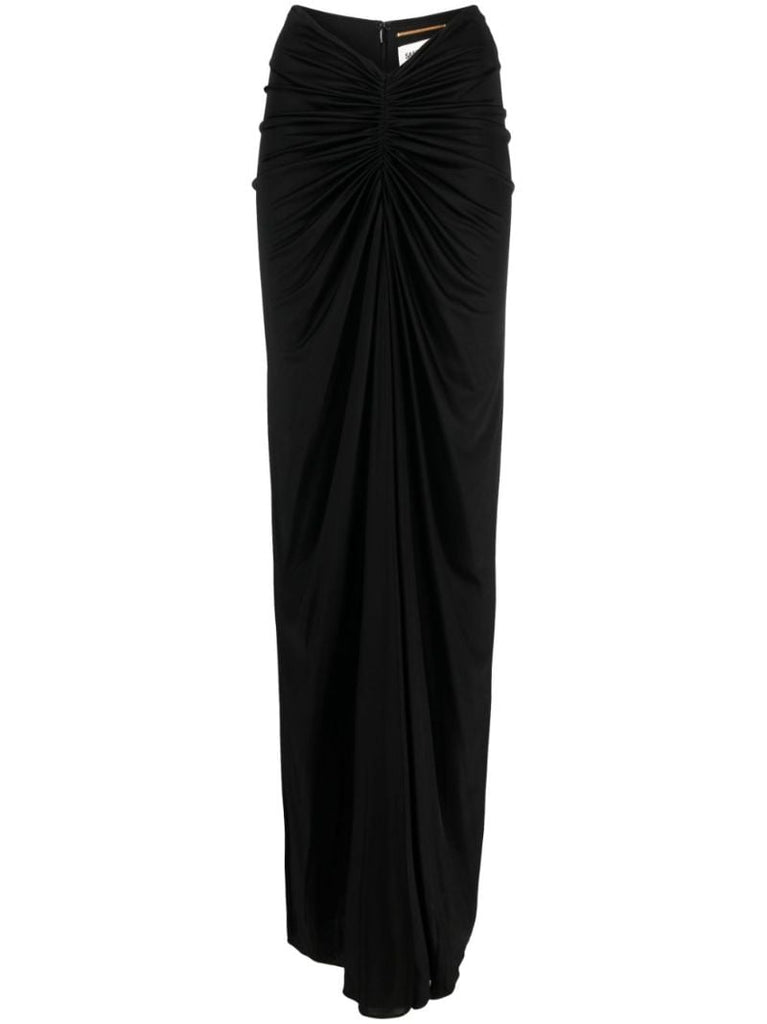 Black Gathered Strapless Maxi Dress