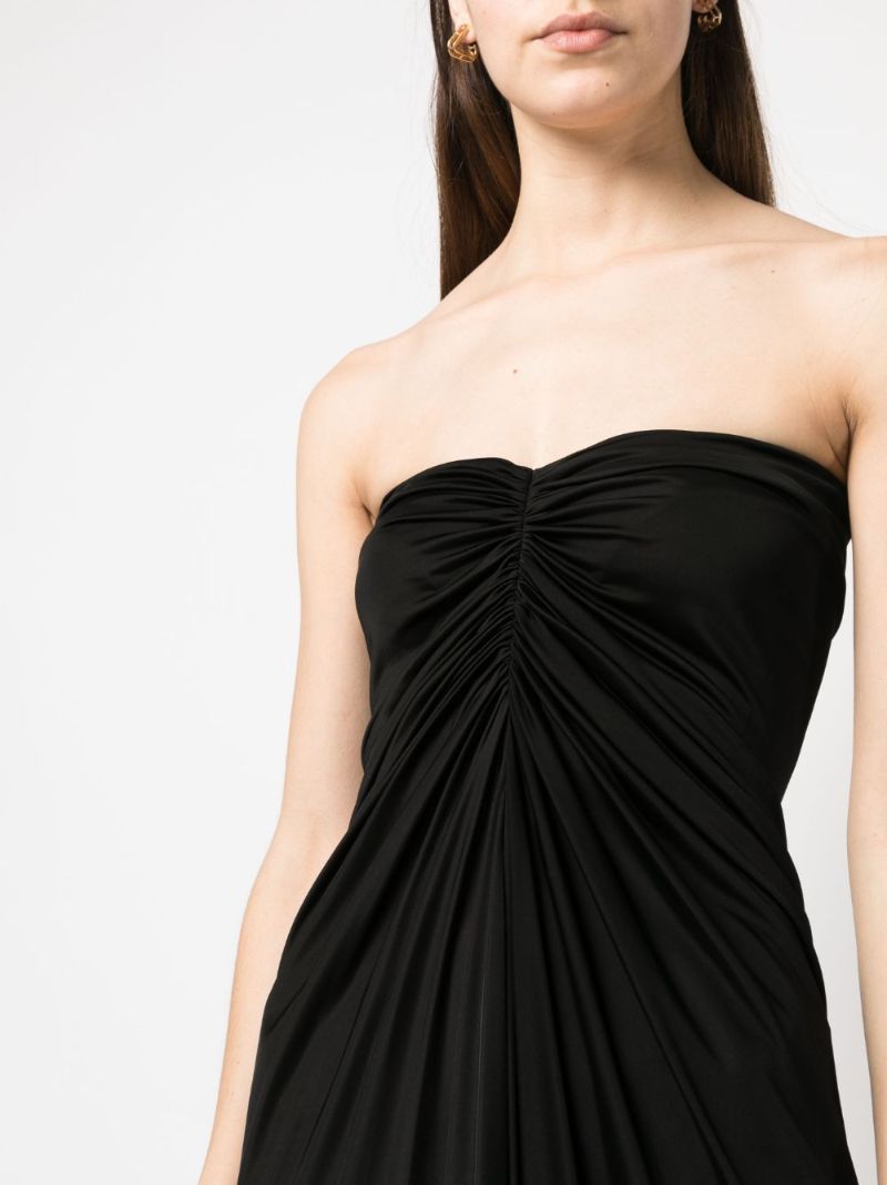 Black Gathered Strapless Maxi Dress