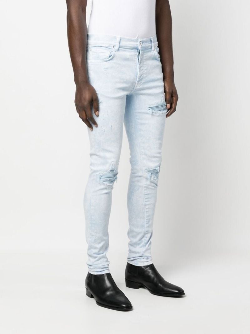 Blue Distressed Skinny Cut Jeans