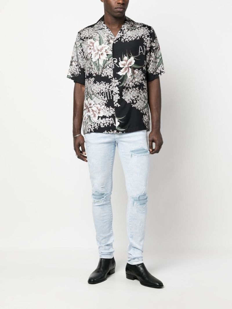 Blue Distressed Skinny Cut Jeans