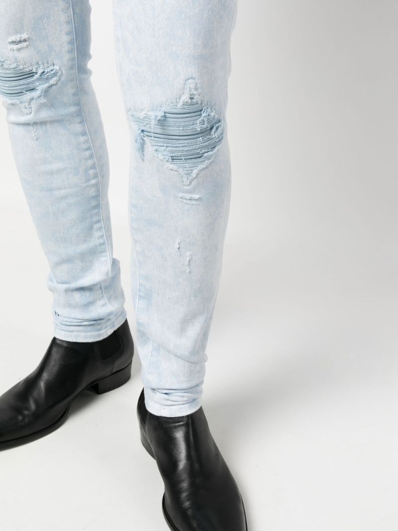Blue Distressed Skinny Cut Jeans