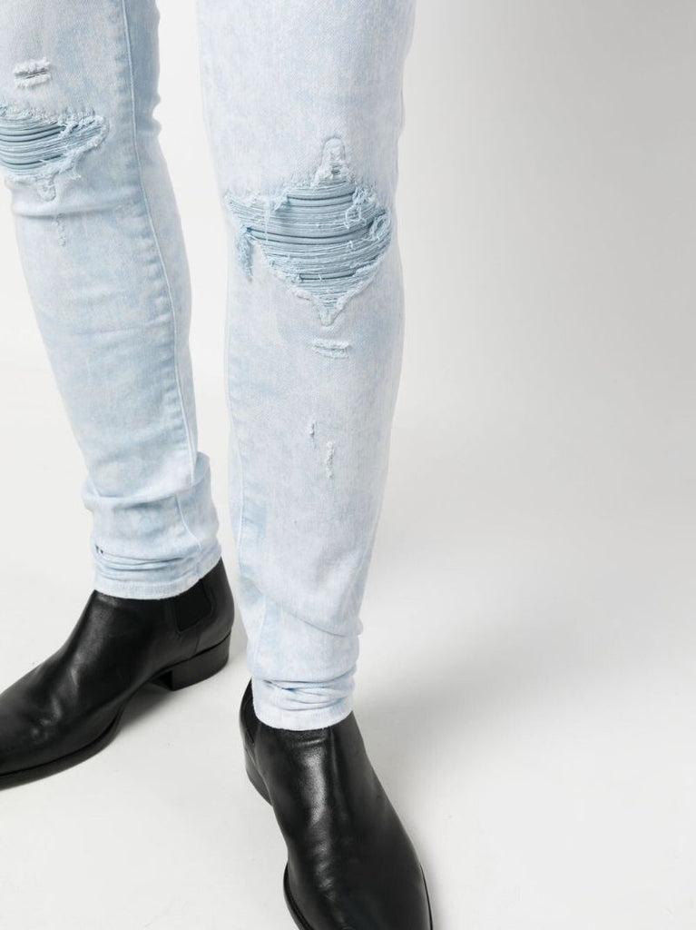 Blue Distressed Skinny Cut Jeans