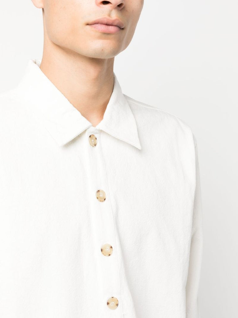 White Spread Collar Long Sleeved Shirt