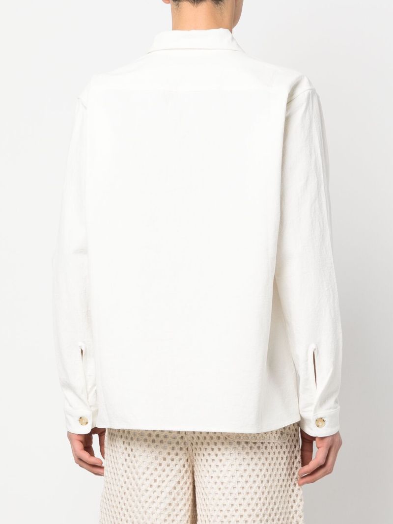 White Spread Collar Long Sleeved Shirt