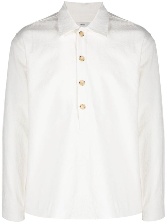 White Spread Collar Long Sleeved Shirt