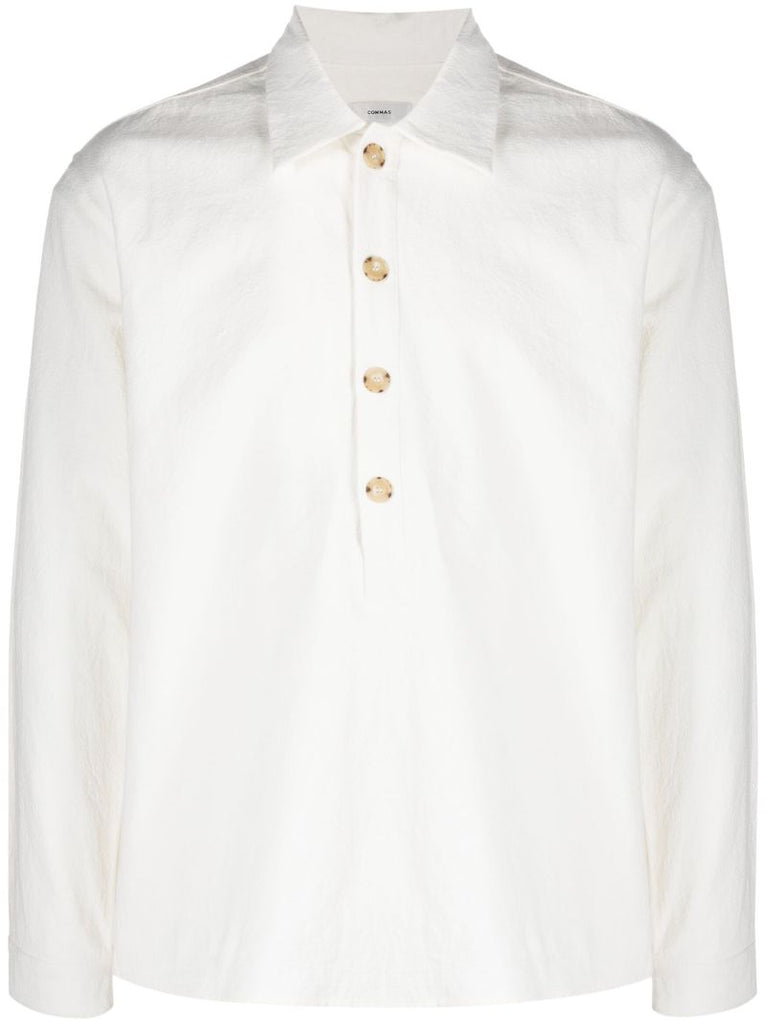 White Spread Collar Long Sleeved Shirt