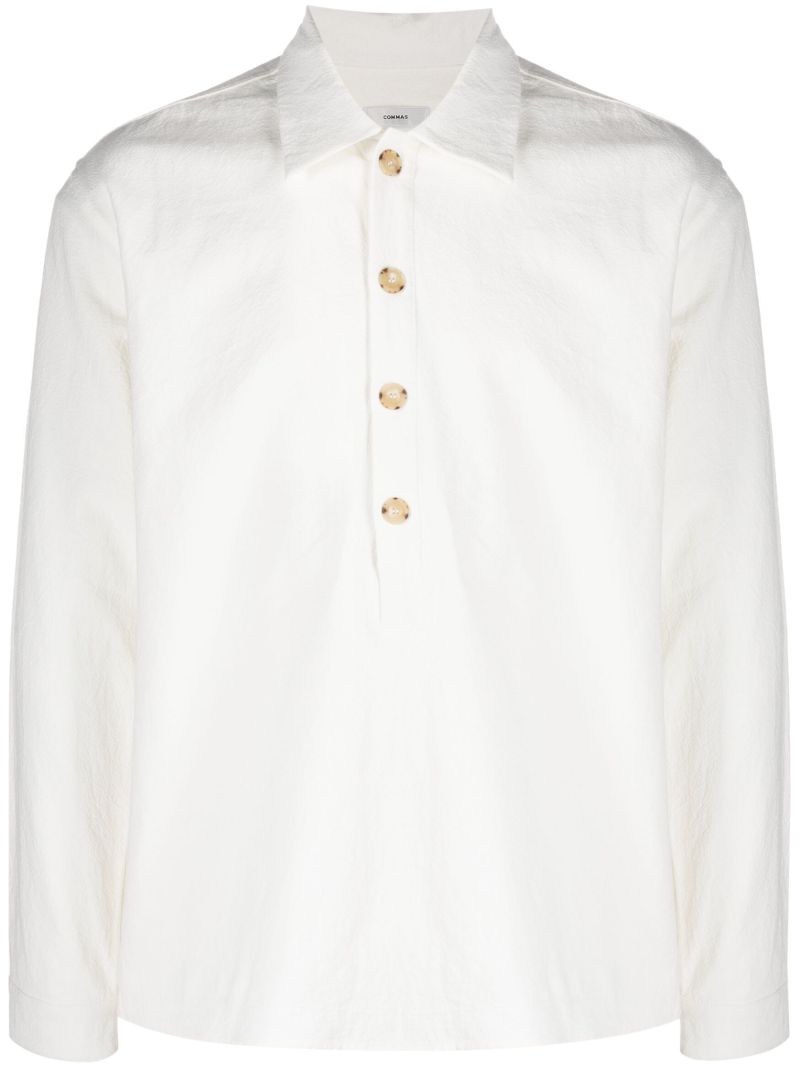 White Spread Collar Long Sleeved Shirt