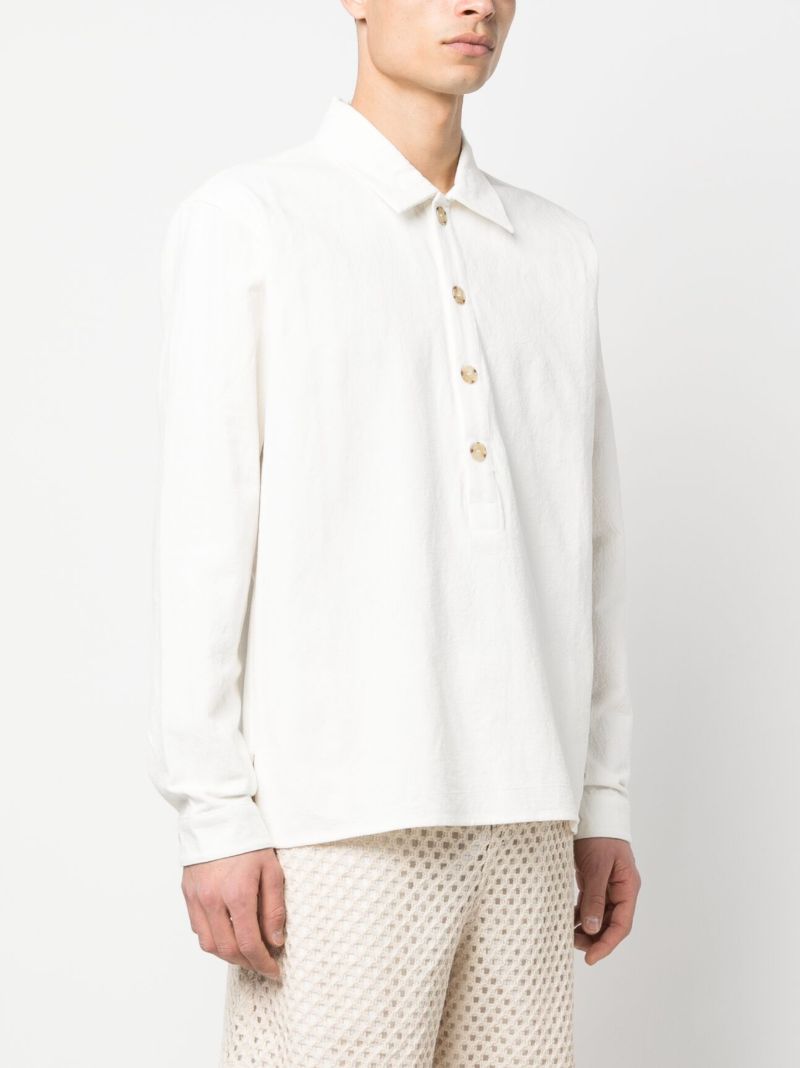 White Spread Collar Long Sleeved Shirt