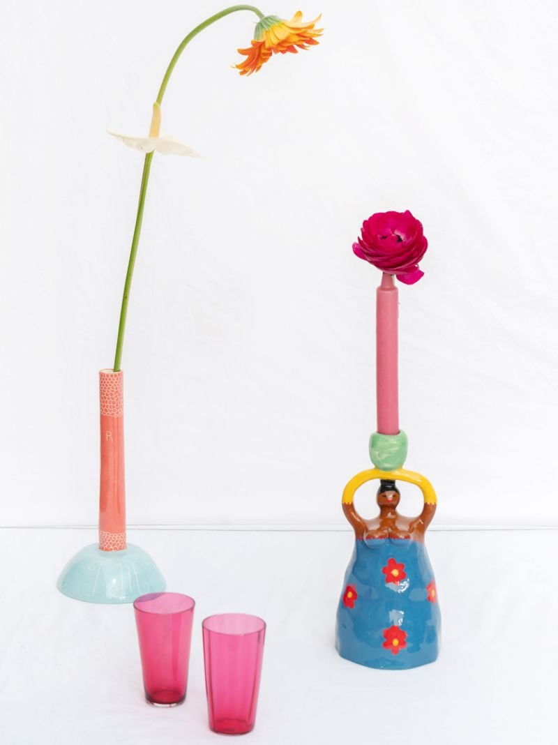Blue Nina Earthenware Candle Holder