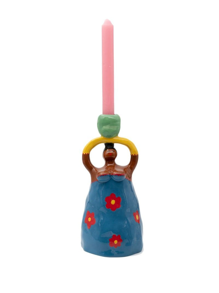 Blue Nina Earthenware Candle Holder