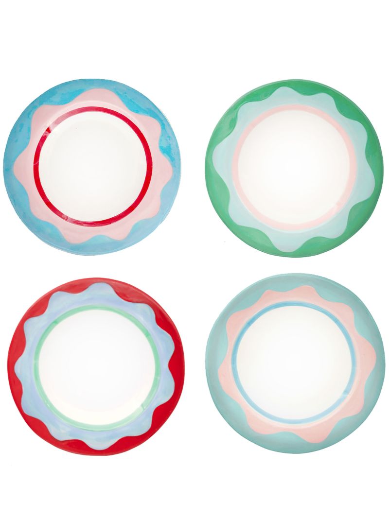 Multicolour Wavy Dessert Plate Set