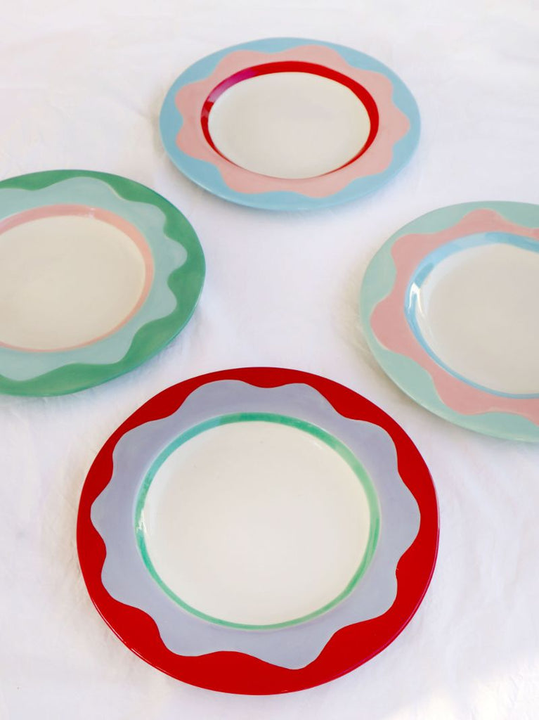 Multicolour Wavy Dessert Plate Set
