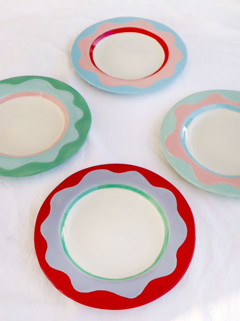 Multicolour Wavy Dessert Plate Set