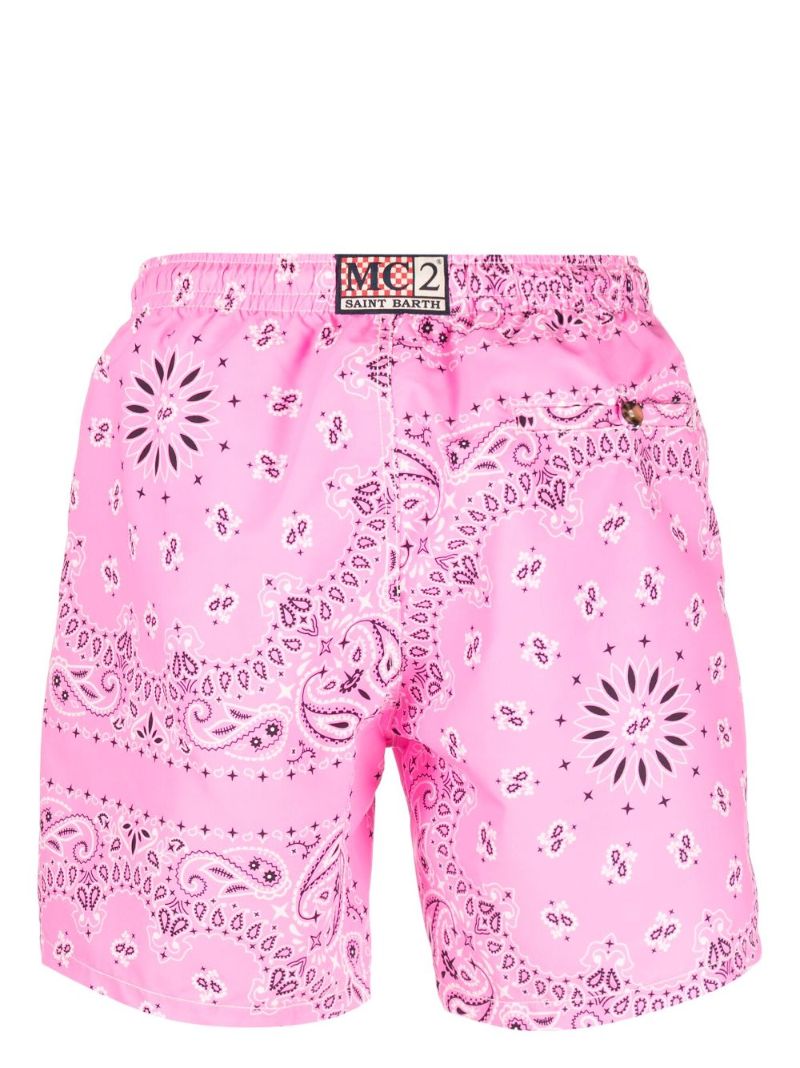 Pink Bandana Print Swim Shorts