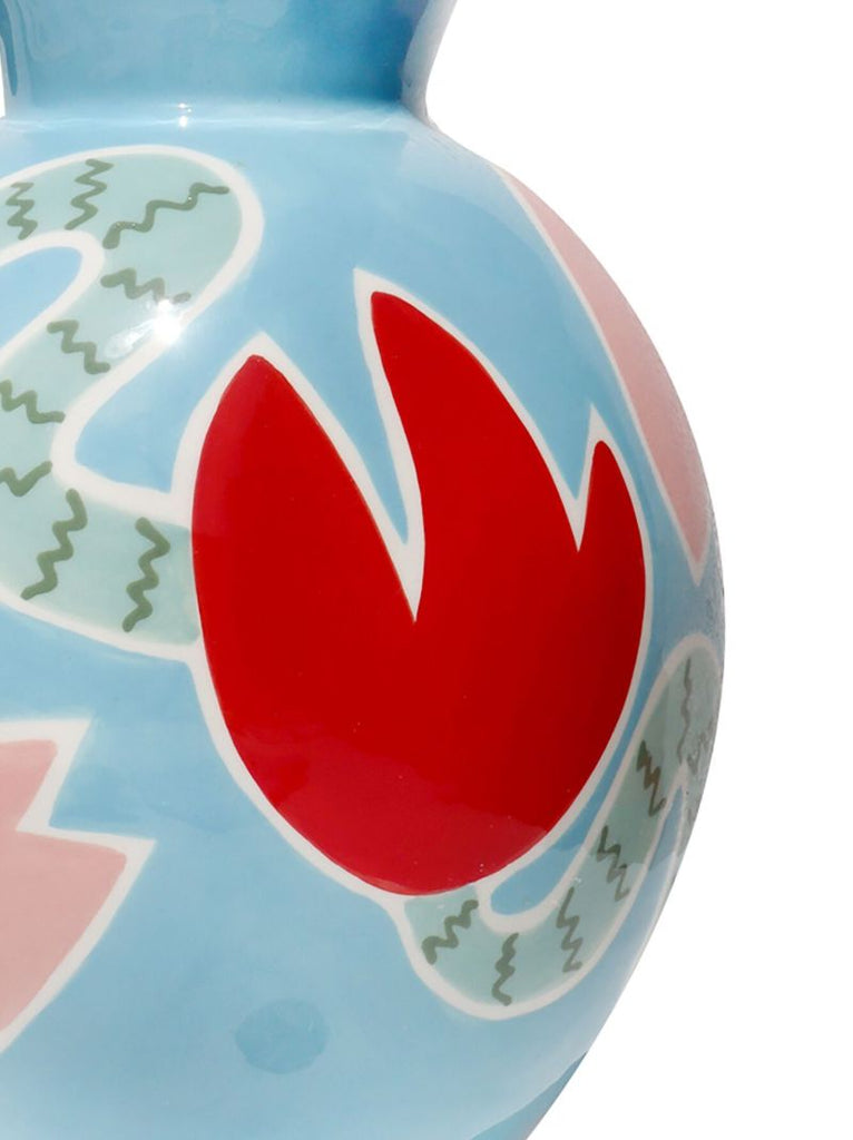 Blue Tulip Earthenware Vase