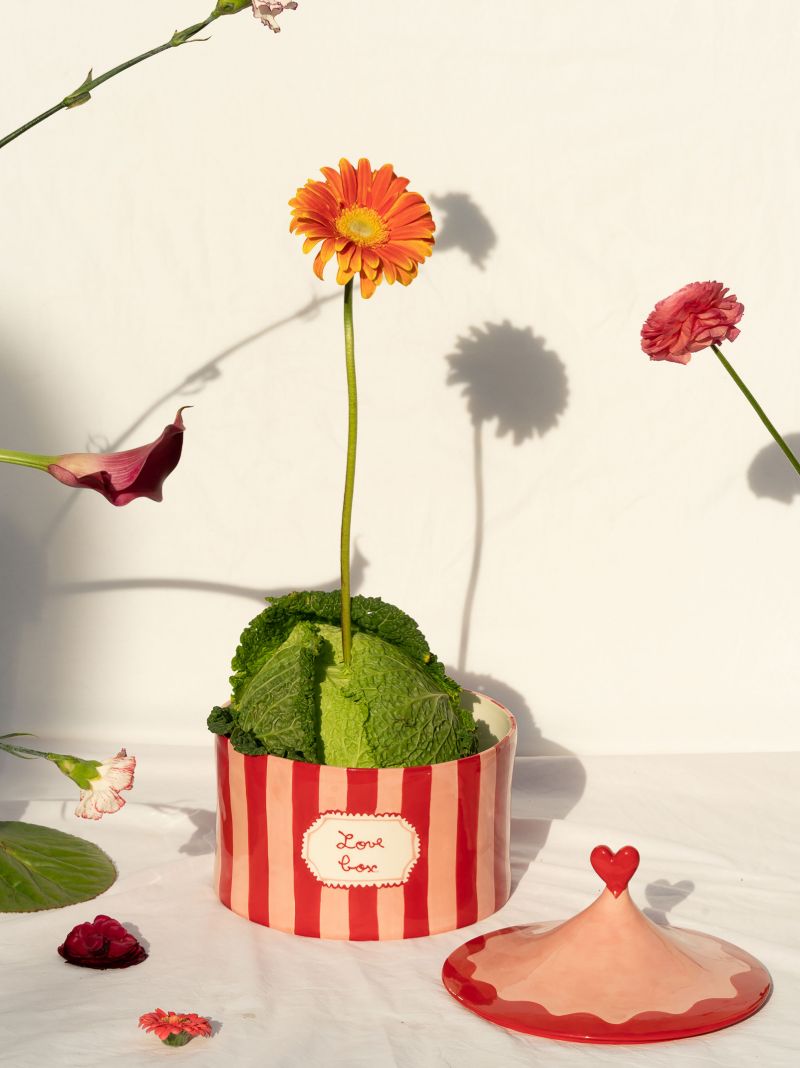 Red Love Box Hand-painted Jar