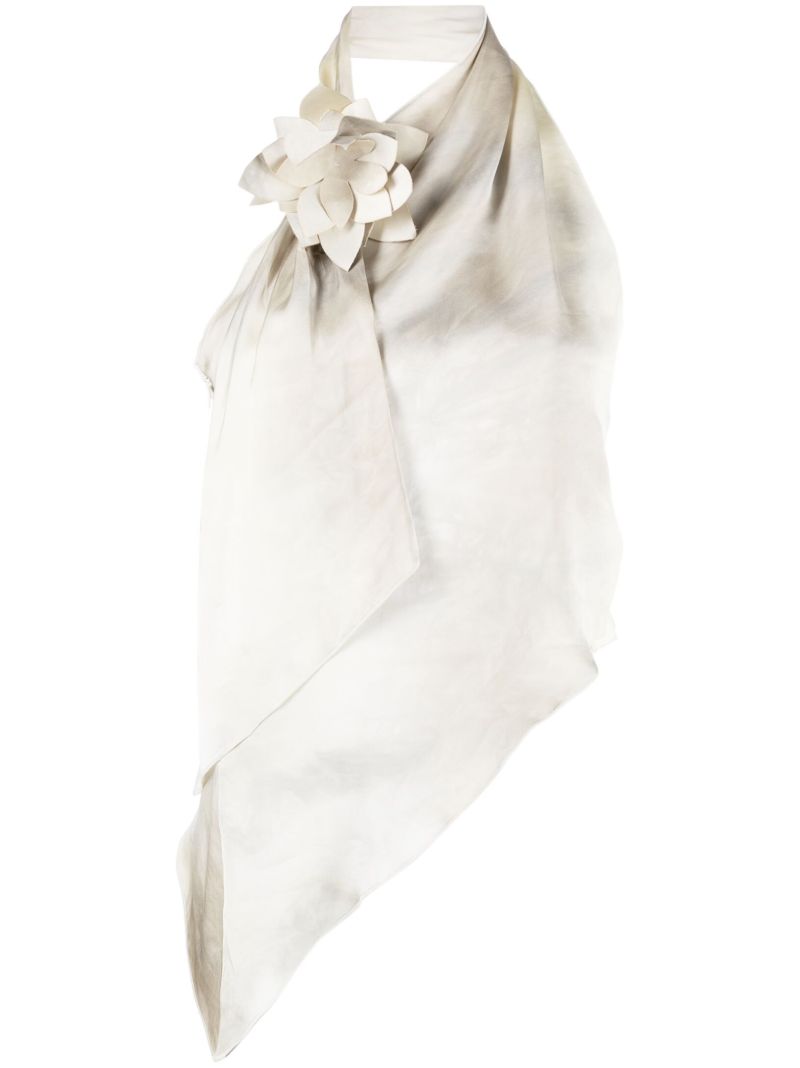 White Floral-appliquÃ_x0083_Â© Asymmetric Top