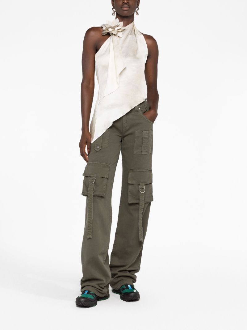 White Floral-appliquÃ_x0083_Â© Asymmetric Top