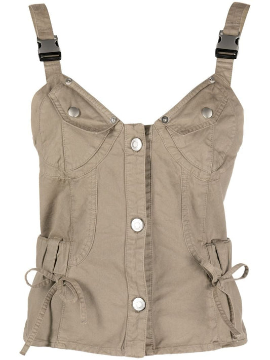 Green Buckled Strap Utilitary Top