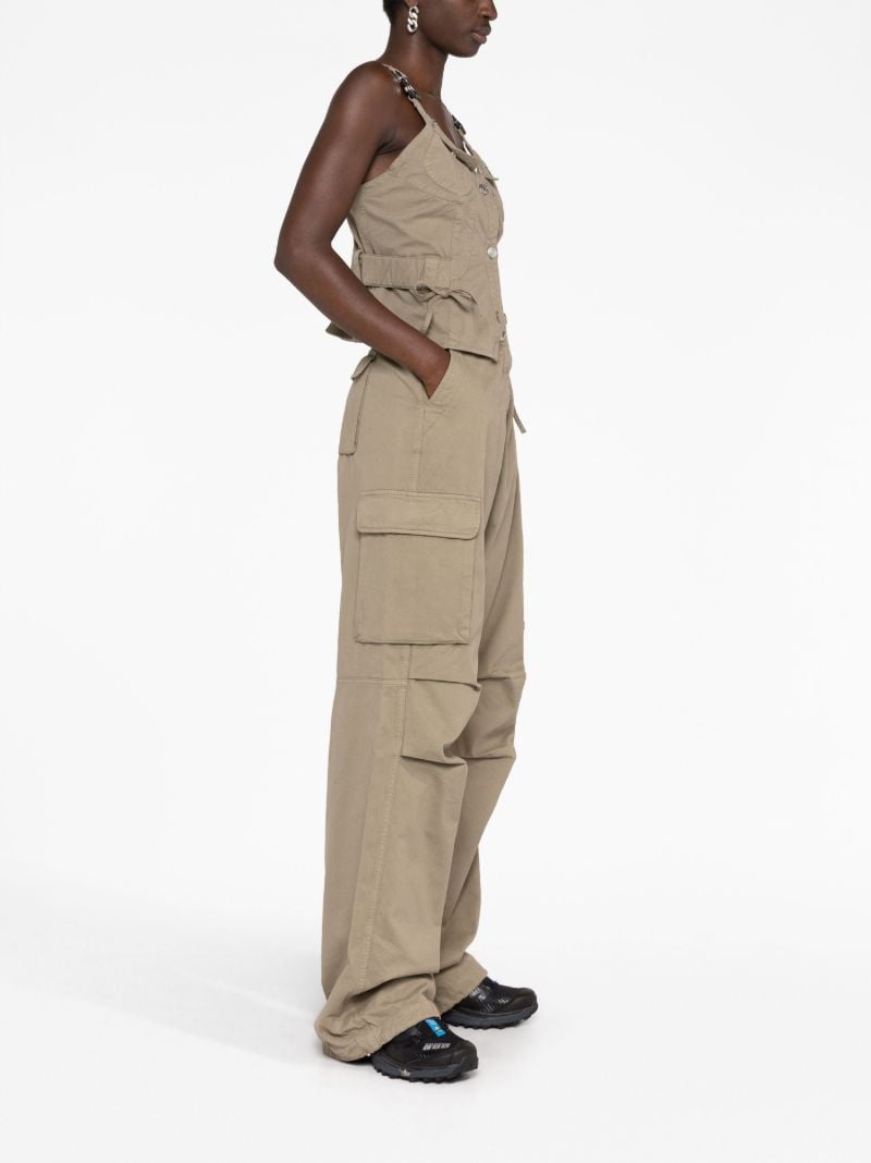 Green Wide-leg Cargo Trousers