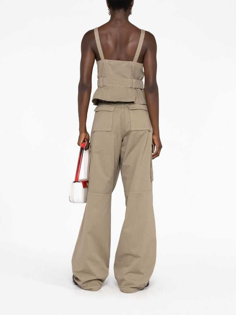 Green Wide-leg Cargo Trousers