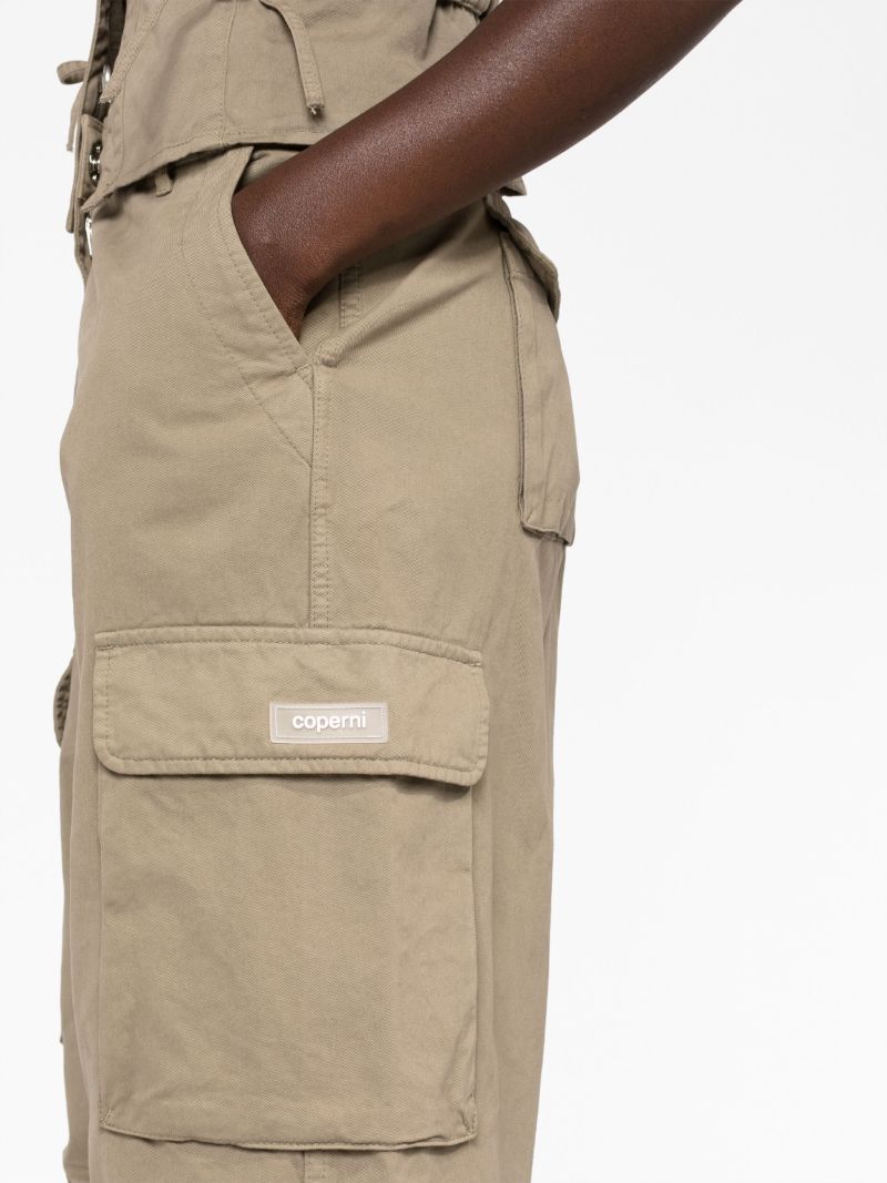 Green Wide-leg Cargo Trousers