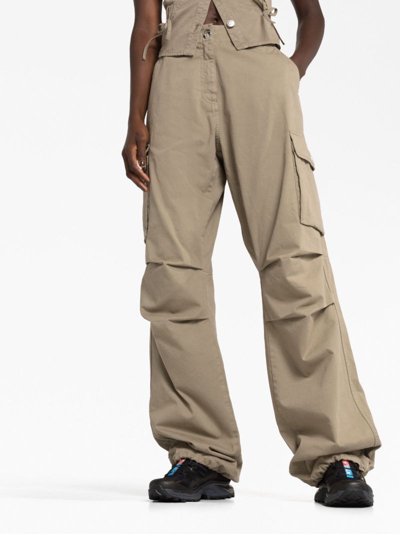 Green Wide-leg Cargo Trousers
