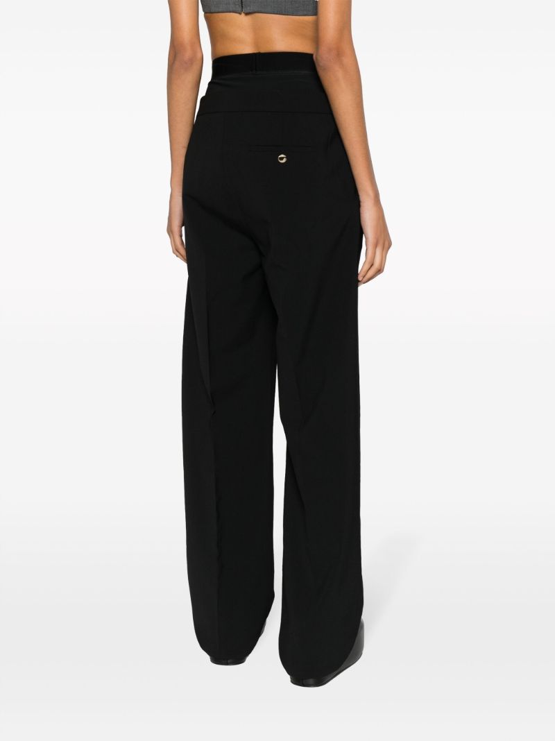 Black Layered-waist Tailored Trousers