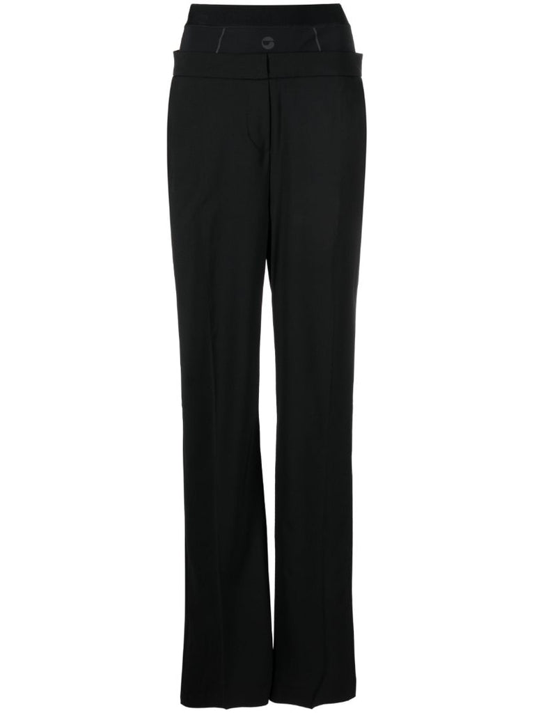 Black Layered-waist Tailored Trousers
